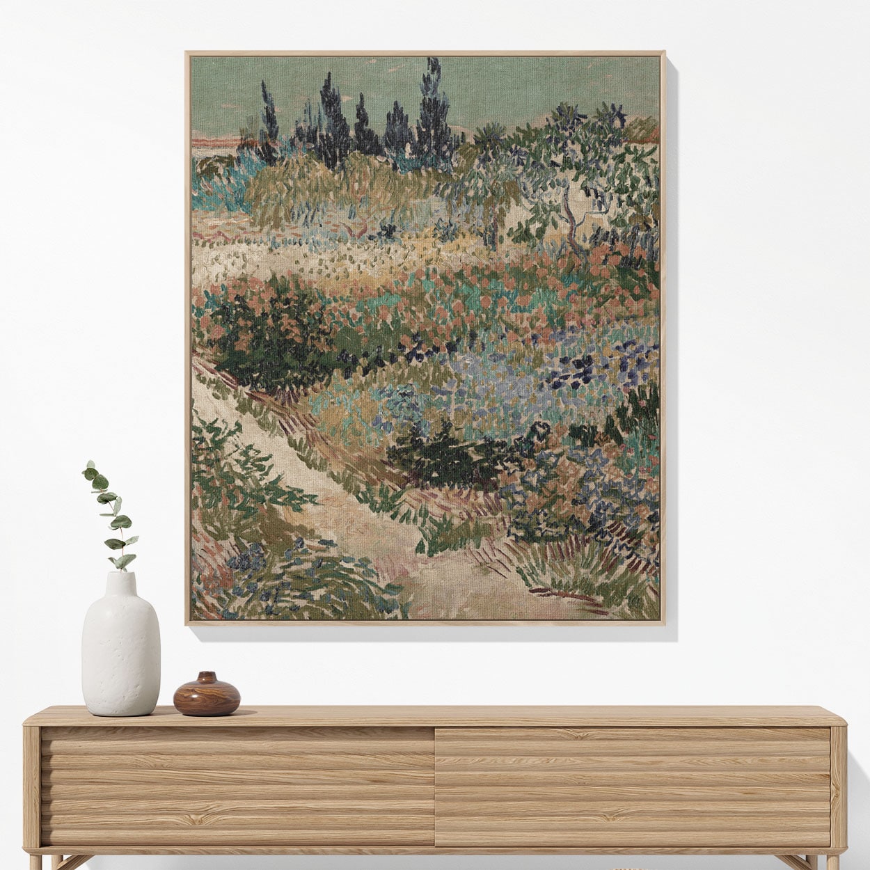 Nature Landscape Woven Blanket Hanging on a Wall as Framed Wall Art