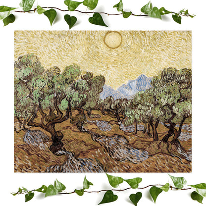 Nature art print sun and trees vintage wall art