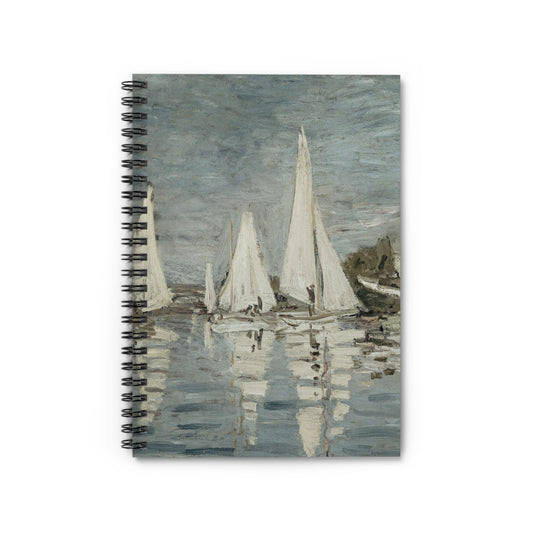 Nautical Notebook with Sail Boats cover, ideal for journaling and planning, showcasing beautiful sailboat illustrations.
