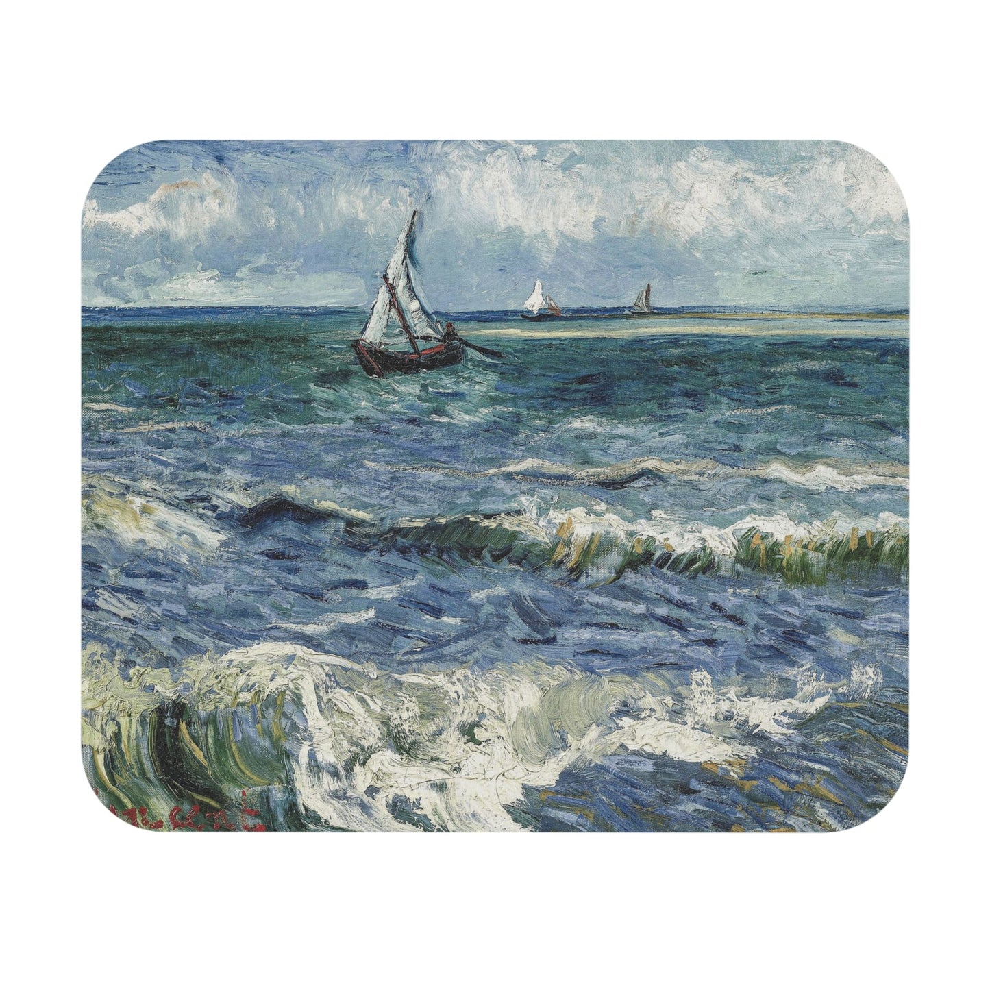 Ocean Mouse Pad with sailboat art, desk and office decor featuring serene ocean scenes.