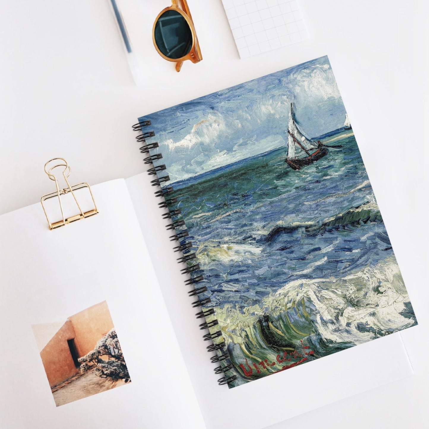 Ocean Spiral Notebook Displayed on Desk