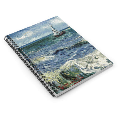 Ocean Spiral Notebook Laying Flat on White Surface