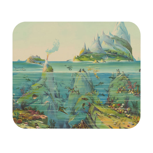 Ocean Mouse Pad with nautical theme design, desk and office decor featuring maritime scenes and elements.
