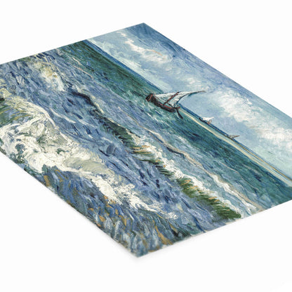 Ocean Painting Art Print Laying Flat on a White Background