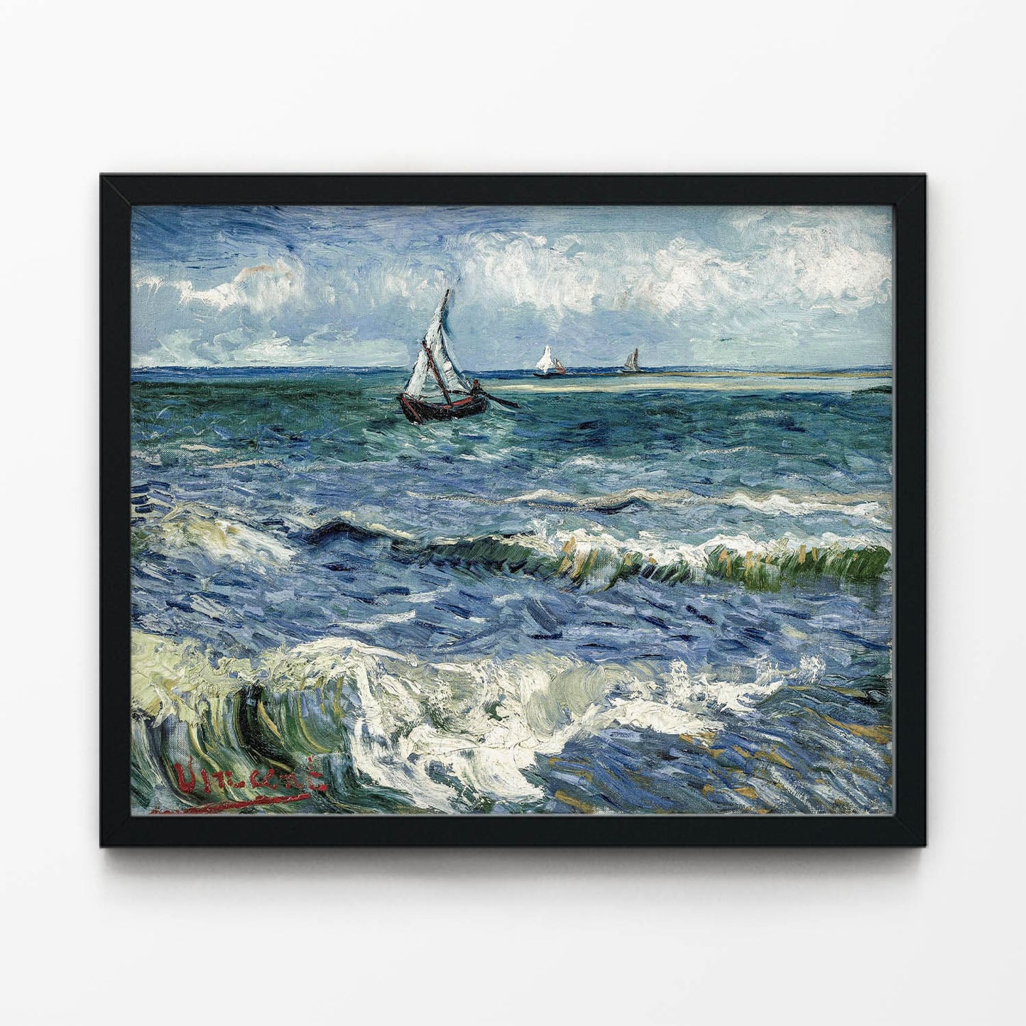 Ocean Painting Art Print in Black Picture Frame