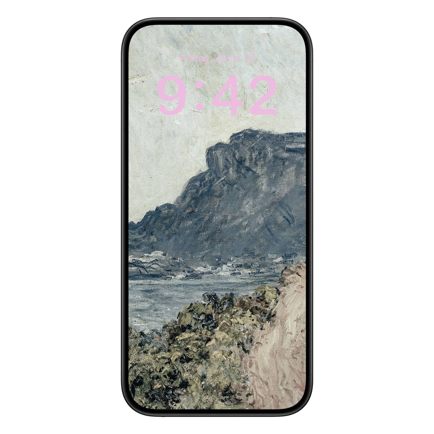Ocean Scenery Phone Wallpaper Pink Text
