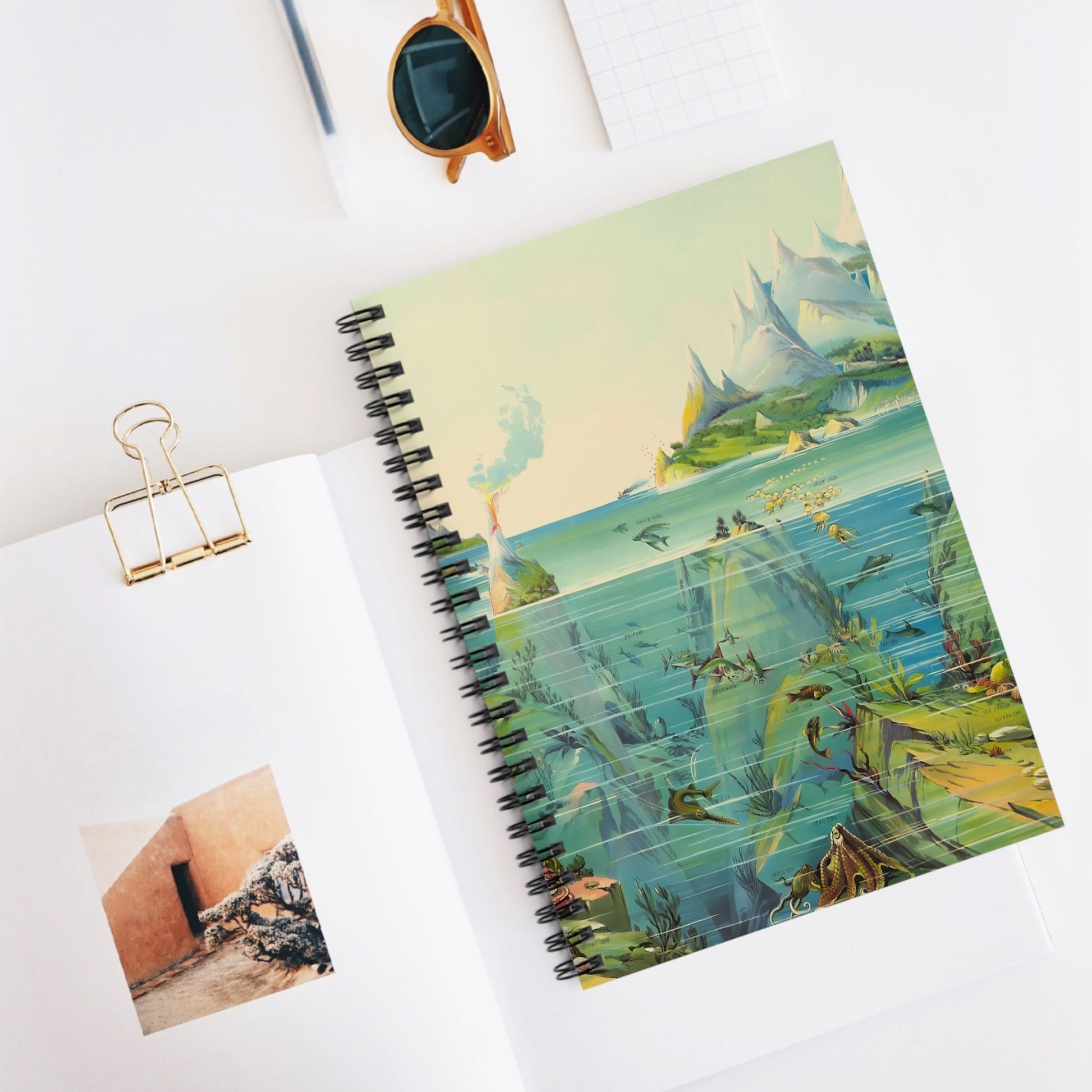 Ocean Spiral Notebook Displayed on Desk
