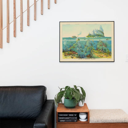 Ocean Wall Art Print in a Picture Frame on Living Room Wall
