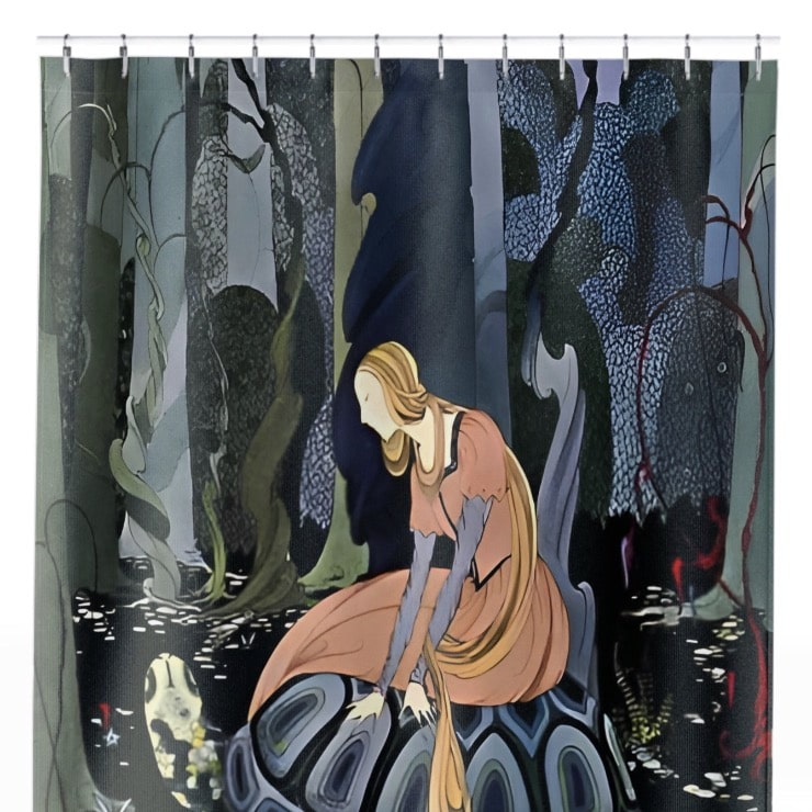 Old Book Shower Curtain Close Up, Art Nouveau Shower Curtains