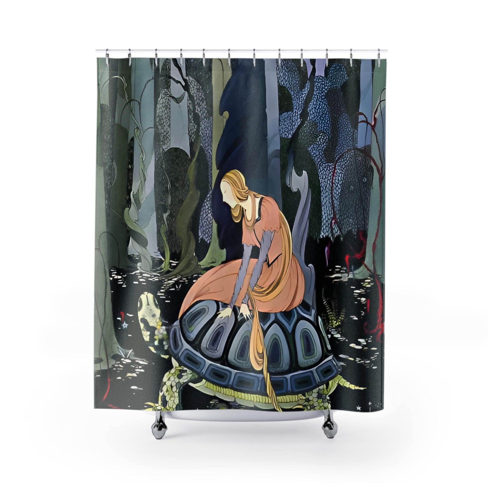 Old Book Shower Curtain with Art Nouveau design, vintage bathroom decor featuring classic Art Nouveau patterns.