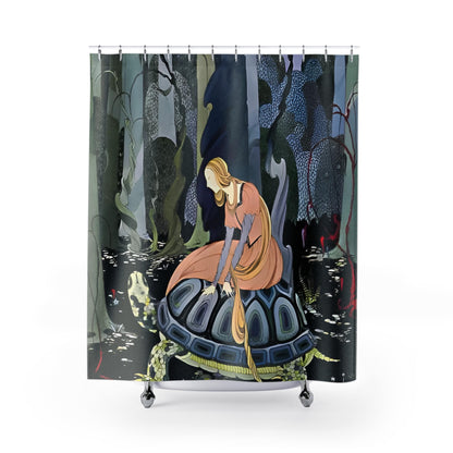 Old Book Shower Curtain with Art Nouveau design, vintage bathroom decor featuring classic Art Nouveau patterns.