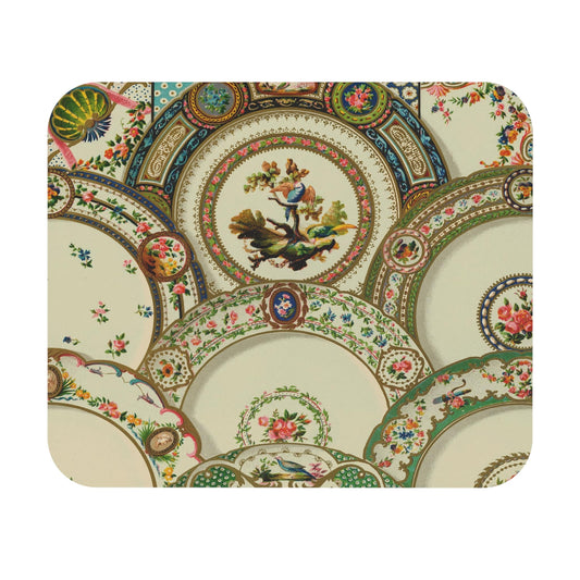 Old Plates Mouse Pad with ornamental plates art, desk and office decor featuring classic plate designs.