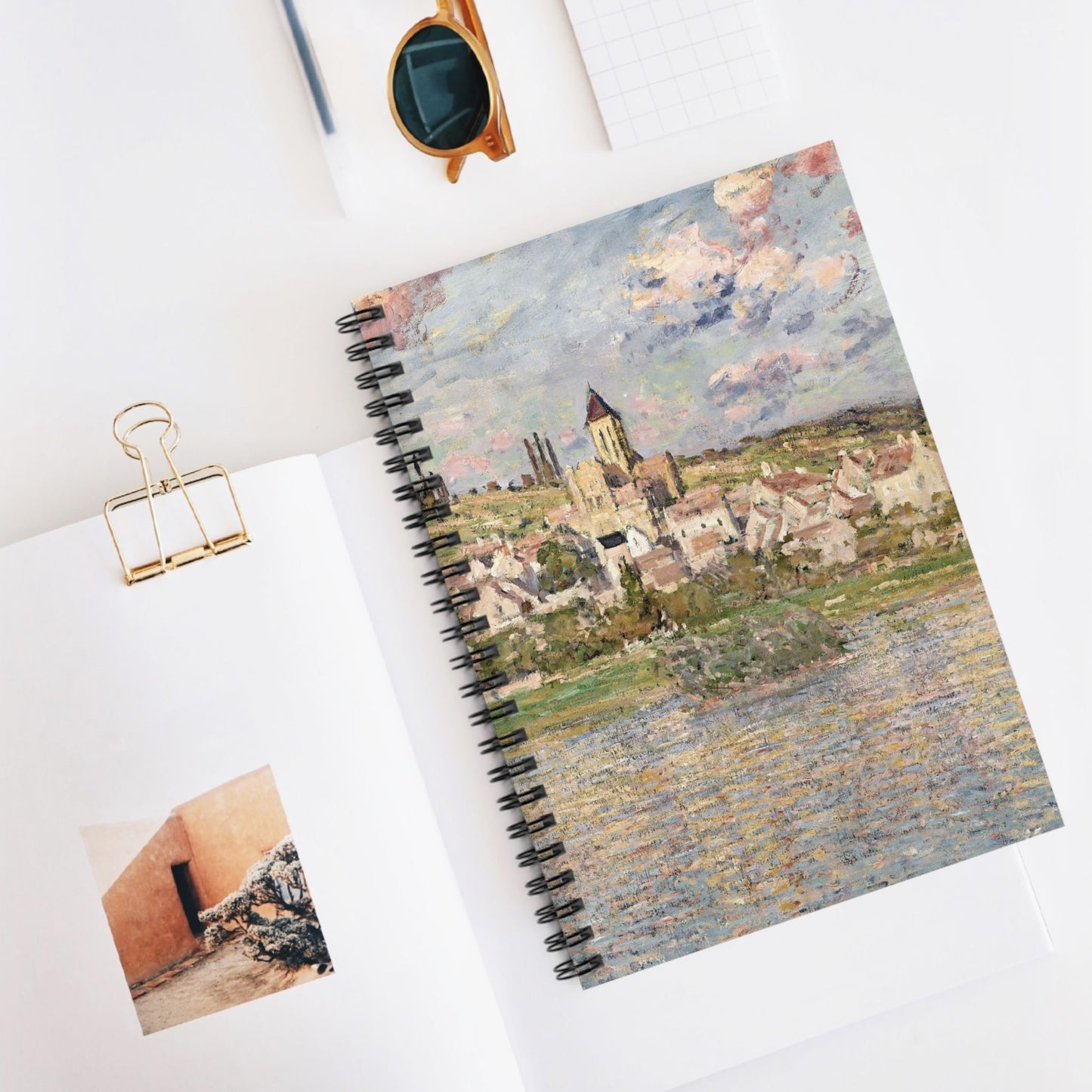 Paris Landscape Spiral Notebook Displayed on Desk