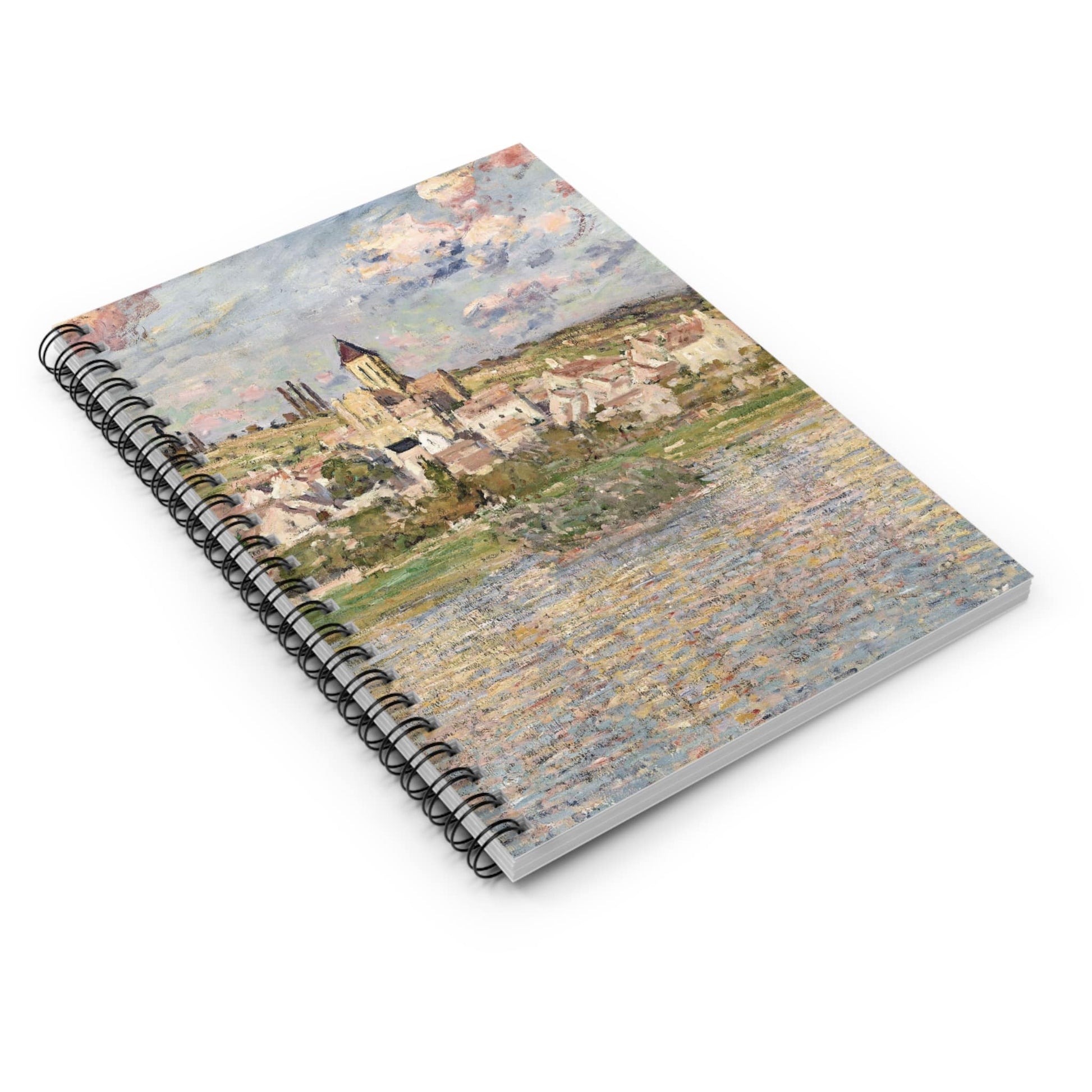 Paris Landscape Spiral Notebook Laying Flat on White Surface