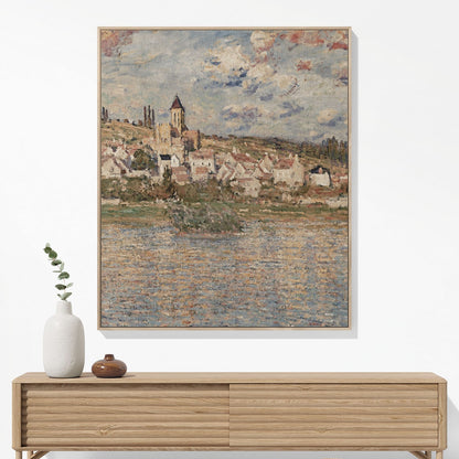 Paris Landscape Woven Blanket Hanging on a Wall as Framed Wall Art