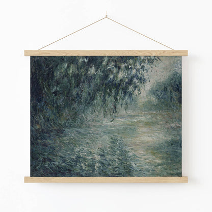 Relaxing Landscape Art Print in Wood Hanger Frame on Wall