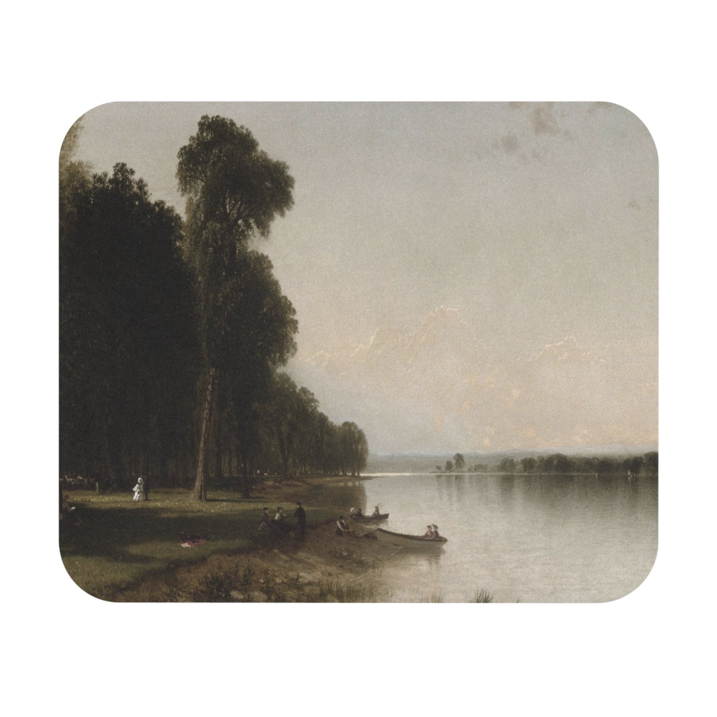 Peaceful Landscape Mouse Pad showcasing an antique lake design, ideal for desk and office decor.