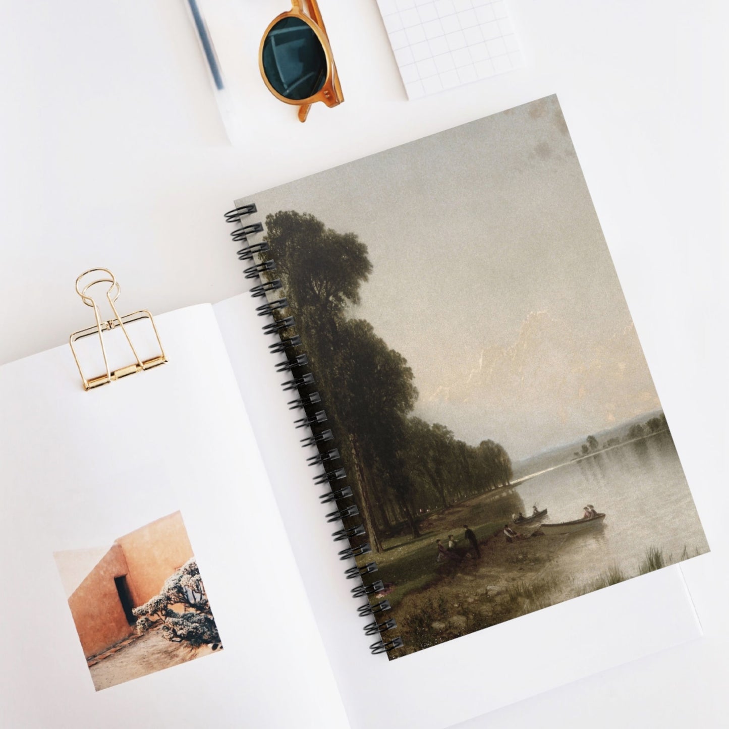 Peaceful Landscape Spiral Notebook Displayed on Desk