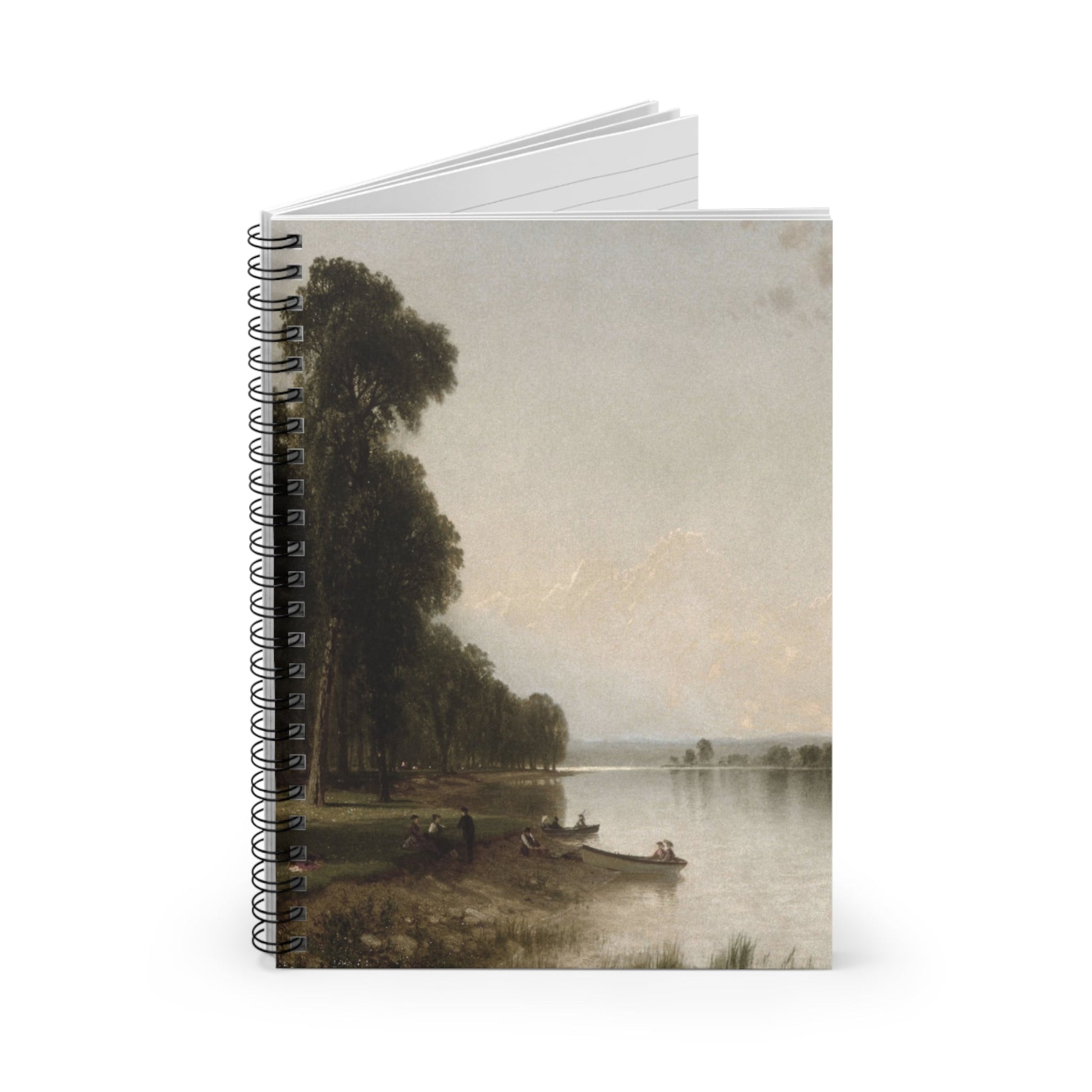 Peaceful Landscape Spiral Notebook Standing up on White Desk