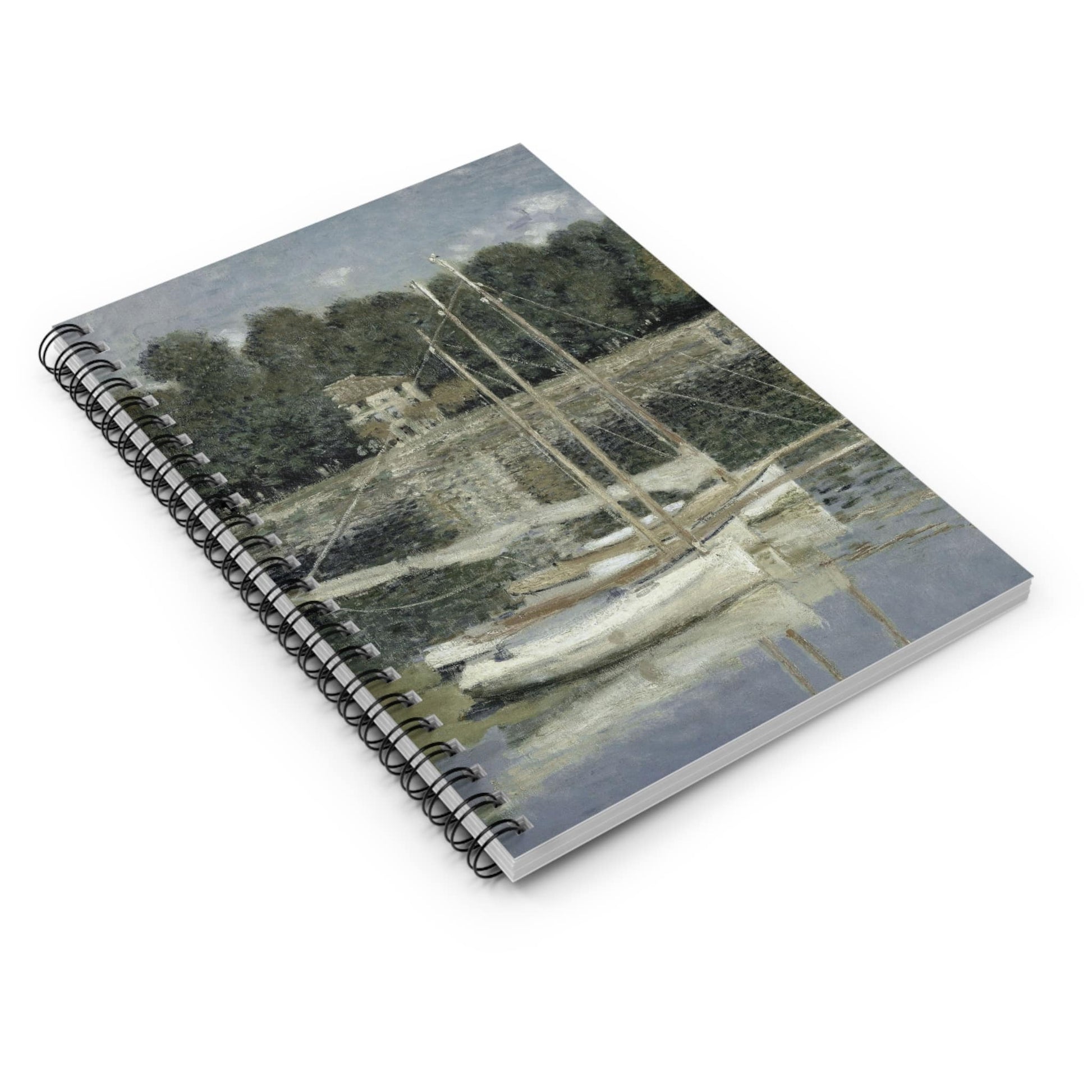 Peaceful River Spiral Notebook Laying Flat on White Surface