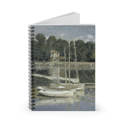 Peaceful River Spiral Notebook Standing up on White Desk