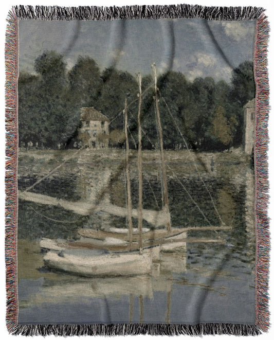 Peaceful River woven throw blanket, crafted from 100% cotton, delivering a soft and cozy texture with a sage green design for home decor.