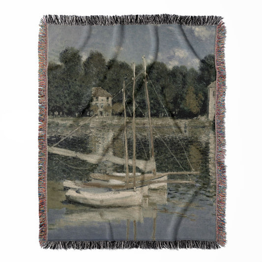 Peaceful River woven throw blanket, crafted from 100% cotton, delivering a soft and cozy texture with a sage green design for home decor.