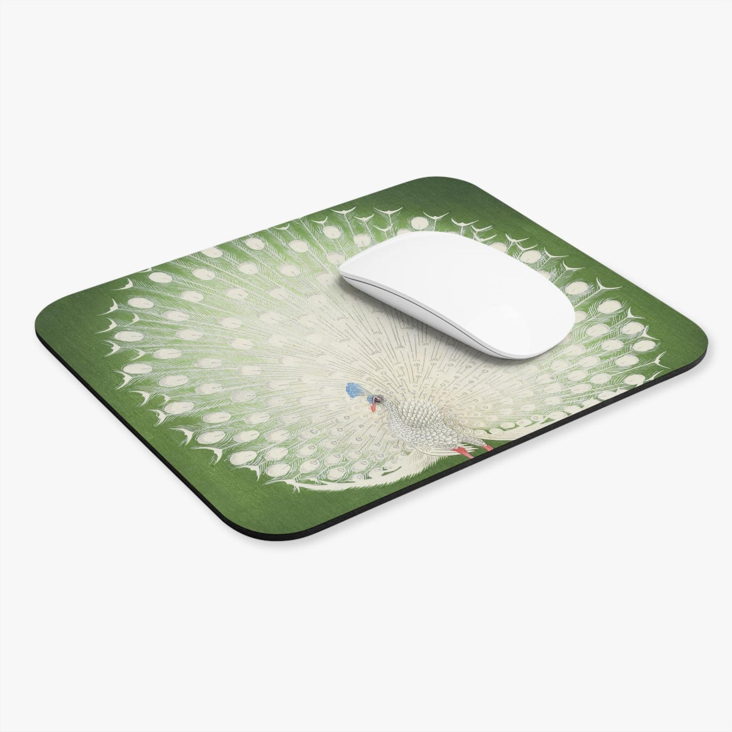 Peacock Feathers Computer Desk Mouse Pad With White Mouse
