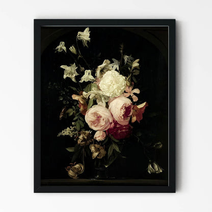 Peony Art Print in Black Picture Frame
