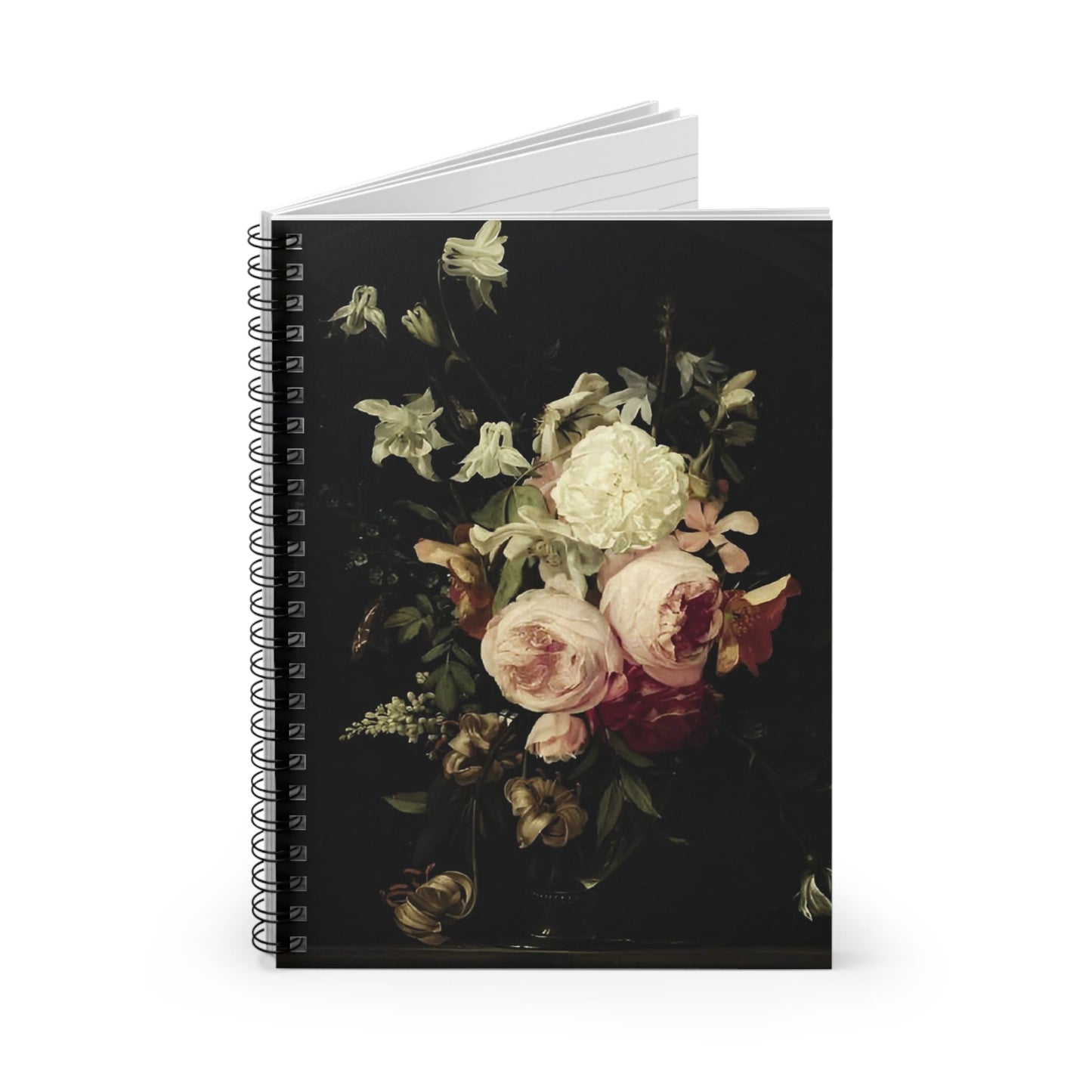 Peony Spiral Notebook Standing up on White Desk