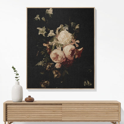 Peony Woven Blanket Hanging on a Wall as Framed Wall Art