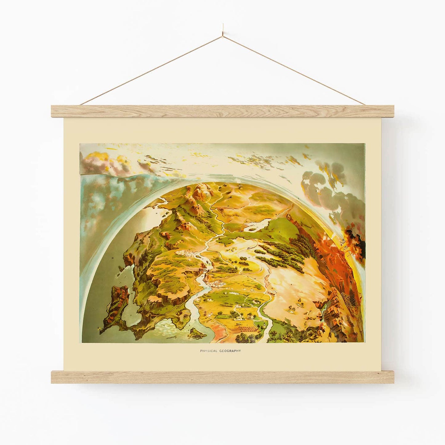 Pictorial of Earth Art Print in Wood Hanger Frame on Wall