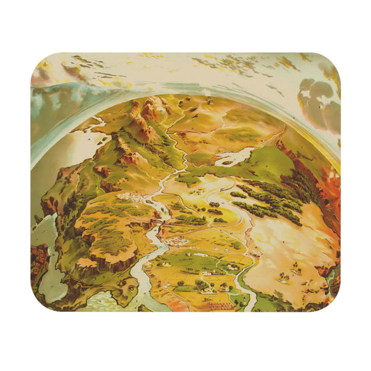 Pictorial of Earth Mouse Pad with scientific art, desk and office decor showcasing detailed earth illustrations.