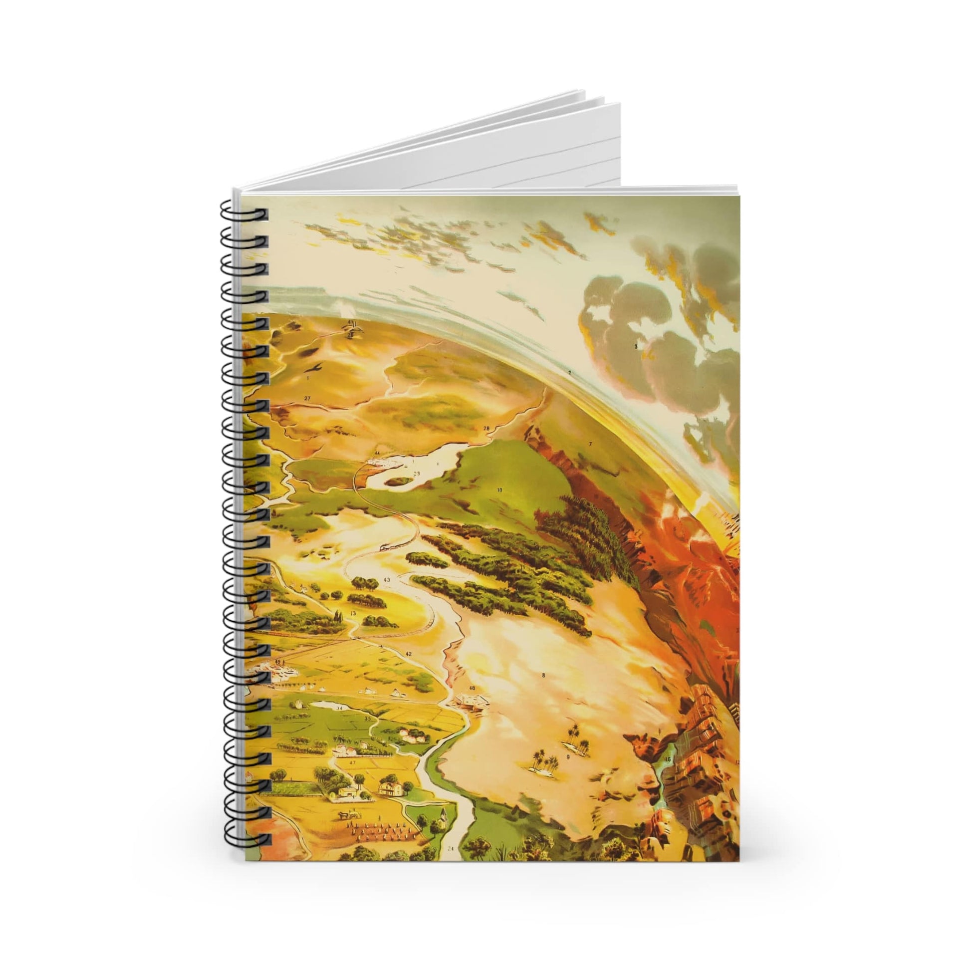 Pictorial of Earth Spiral Notebook Standing up on White Desk