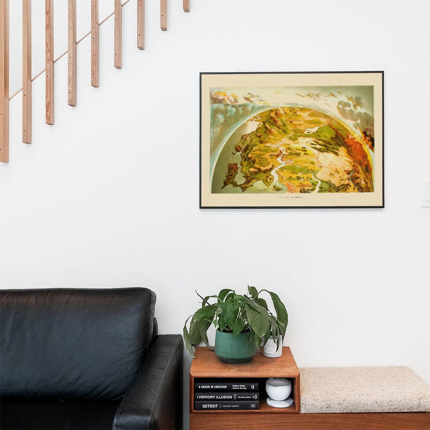 Pictorial of Earth Wall Art Print in a Picture Frame on Living Room Wall