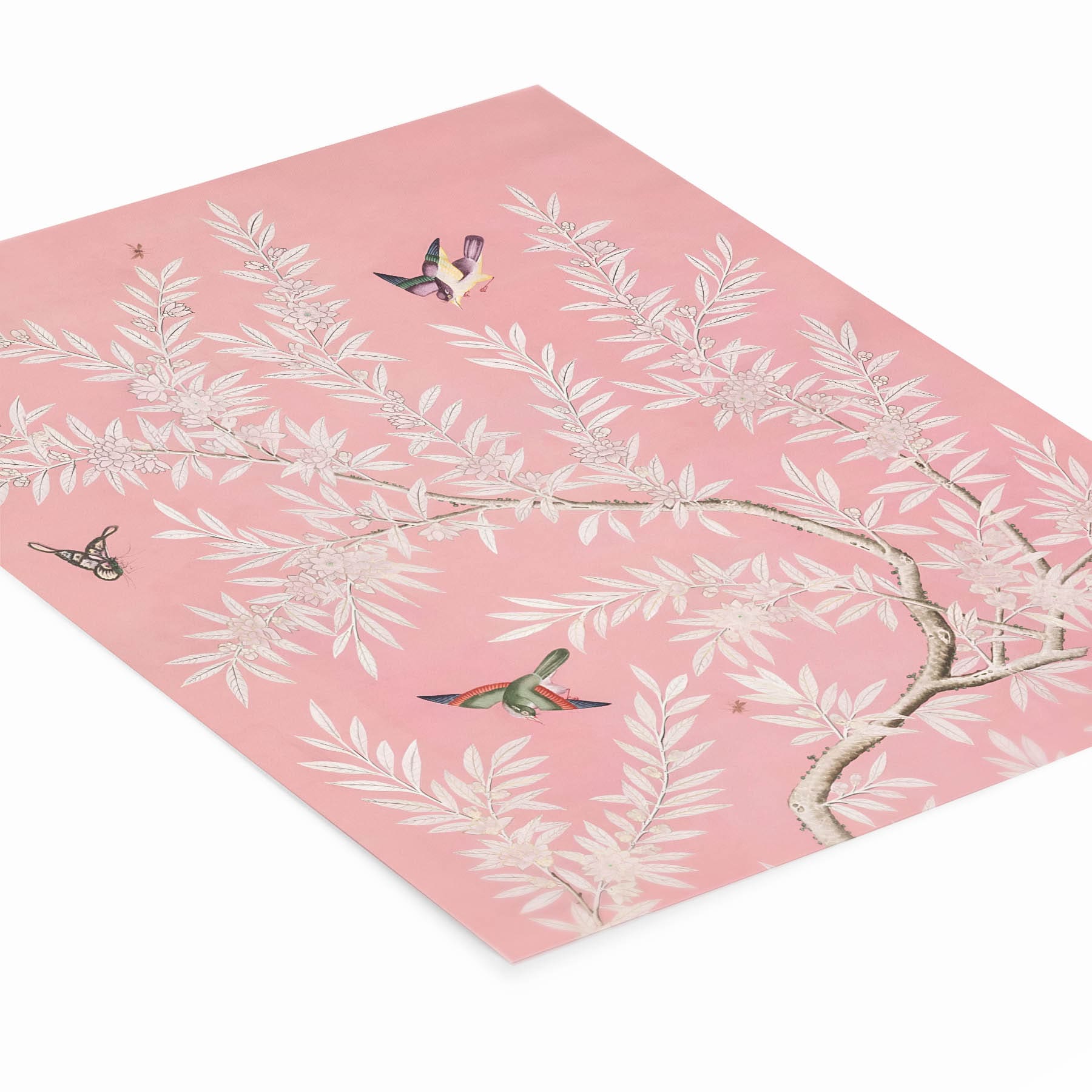 Pink Floral Art Print Laying Flat on a White Background