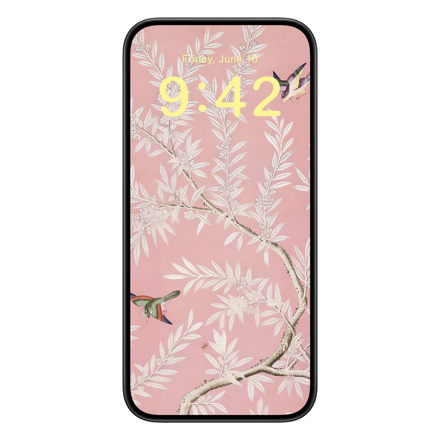 Pink Floral Phone Wallpaper Yellow Text