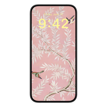 Pink Floral Phone Wallpaper Yellow Text