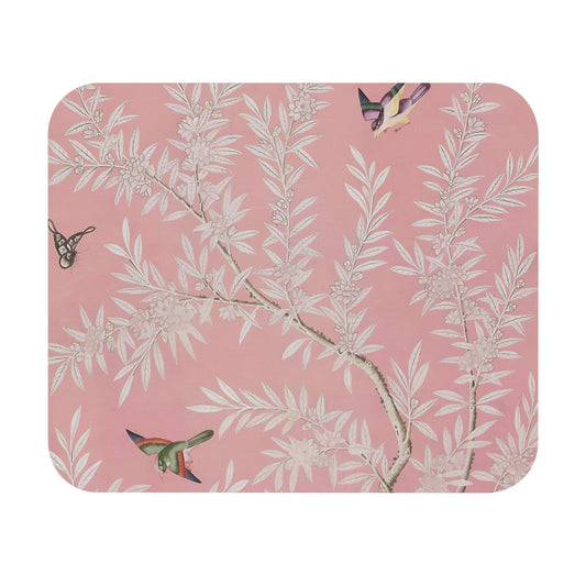 Pink Floral Mouse Pad with botanical art design, desk and office decor featuring delicate floral illustrations.