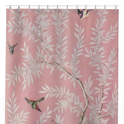 Pink Floral Shower Curtain Close Up, Botanical Shower Curtains