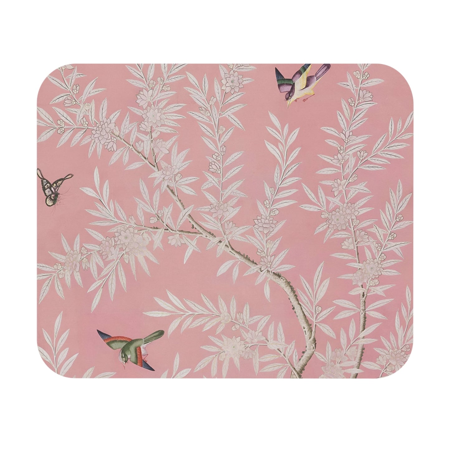 Pink Floral Vintage Mouse Pad Design Close Up