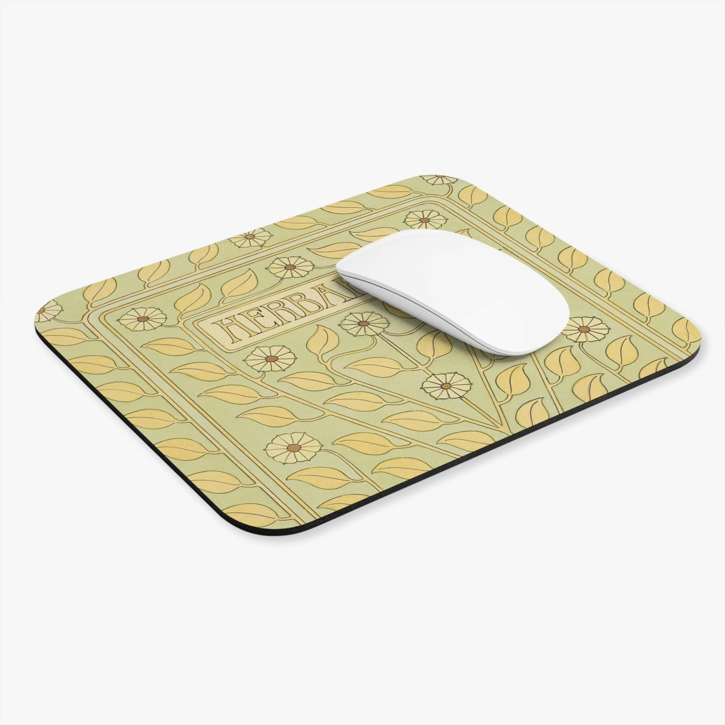Plant Aesthetic Computer Desk Mouse Pad With White Mouse