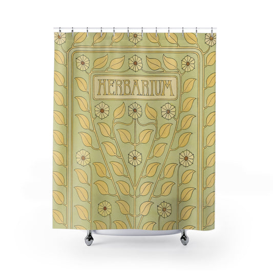 Plant Aesthetic Shower Curtain with floral pattern design, nature-inspired bathroom decor featuring elegant floral art.