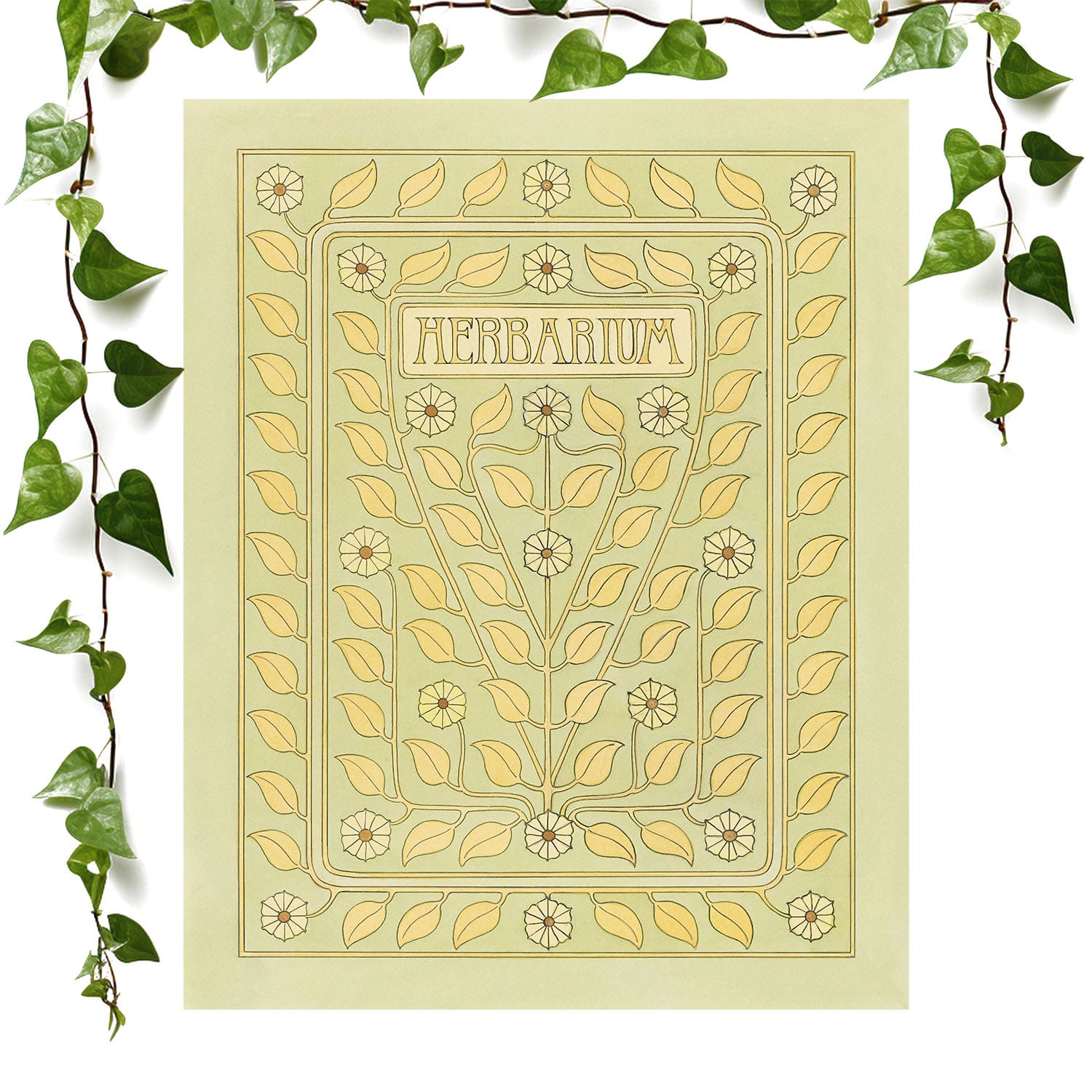 Floral pattern plant aesthetic art print, perfect for vintage wall decor.