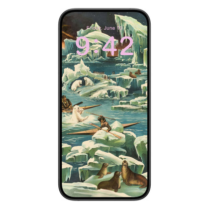 Polar Landscape Phone Wallpaper Pink Text
