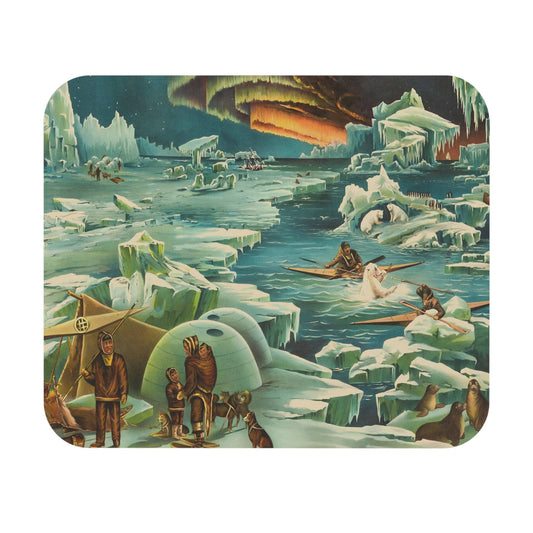 Polar Landscape Mouse Pad with arctic pictorial art, desk and office decor showcasing polar landscape illustrations.