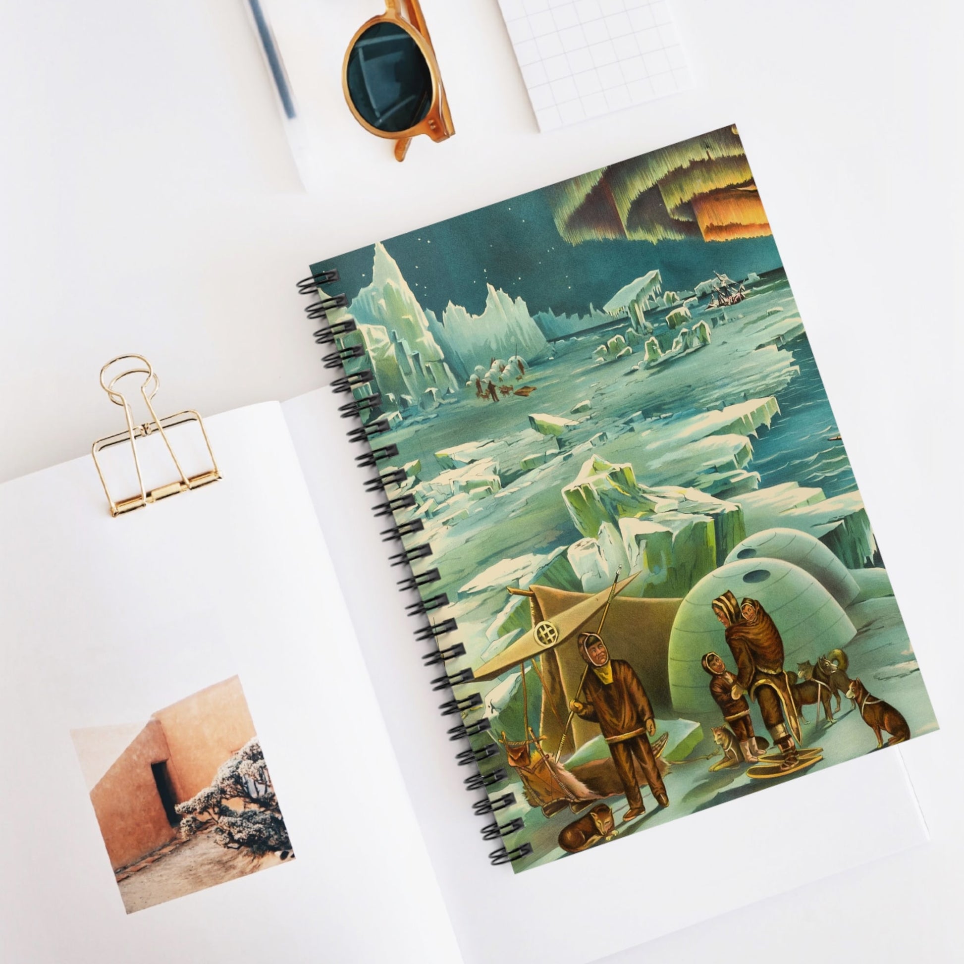 Polar Landscape Spiral Notebook Displayed on Desk