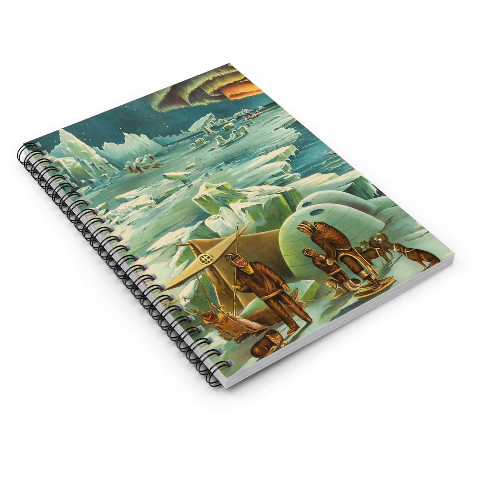 Polar Landscape Spiral Notebook Laying Flat on White Surface
