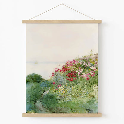 Poppy Art Print in Wood Hanger Frame on Wall