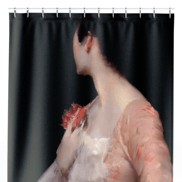 Posing in Pink Shower Curtain Close Up, Victorian Shower Curtains